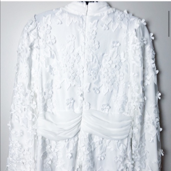 NWT BLUSH Lace Applique Mesh Ruffle Mini Dress - Picture 4 of 5